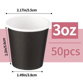 Mnuizu 50 Pack 3 oz Paper Cups, Disposable Bathroom Cups, Mouthwash Cups, Small Paper Cups Ideal for Bathroom, Party, Picnic etc. (Black)