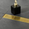 Neodrain 24-Inch Brushed Brass Linear Shower Drain with Removable Quadrato