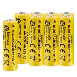 CICMOD Rechargeable AA Batteries 1.2V Ni-MH 2500mAh Double A Battery for Outdoor Garden Solar Lights 8 Pack