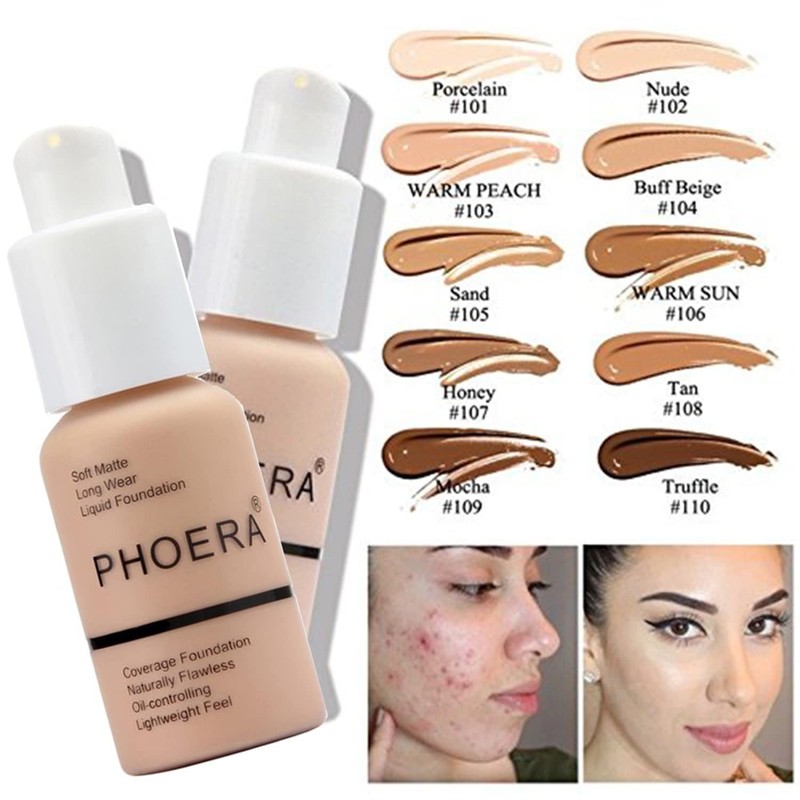 Phoera Foundation, Phoera Primer, Phoera Powder, Concealer Cover Liquid Matte