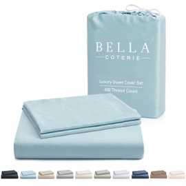 Bella Coterie Luxury Bamboo Viscose King Size Duvet Cover Set | 100% Organically Grown | Corner Ties | Ultra Soft | Cooling | Two Pillow Shams | 106 x 94 | No Insert [Coastal Blue]