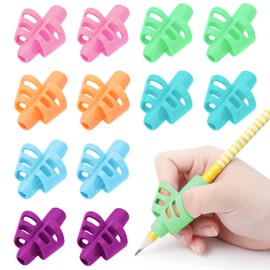 BUSHIBU Pencil Grips for Kids Handwriting, 12 Pcs Toddler Pencil Grippers, Pen Grips Trainer for Beginners Preschoolers Kindergarten Children