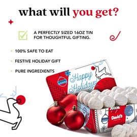 David’s Cookies Winter Wonderland Butter Pecan Meltaway Tin - Delicious with Crunchy Pecans - Soft & Melt In Your Mouth Flavorful Snack, Gourmet Holiday Food Gift Basket 16oz