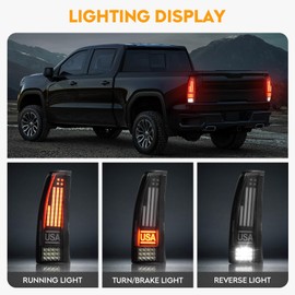 LED Tail Lights Fit for 88-99 Chevy GMC C/K 1500 2500 3500, C/K 1500 2500 Suburban 92-99, for Silverado 94-98, for Blazer 92-94, for Tahoe 95-99, for GMC Yukon 92-00, for Escalade 99-00, Smoke Lens