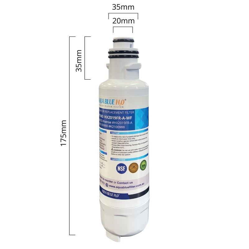 (3 Pack) Aqua Blue H20 Premium Hisense Fridge Filter K2100990