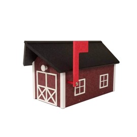 DutchCrafters Large Durable Plastic Poly Post Mount Barn Mailbox for Outdoor Residential Use, Mounts on 4x4 Post, Farmhouse Mailbox - Amish Made in America (Cherrywood and Black)