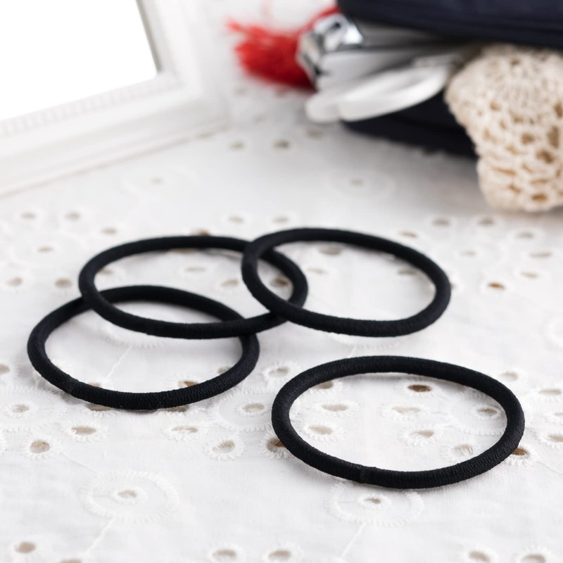 Kai Corporation Hepling Hair Elastics, Black, 4 Pieces