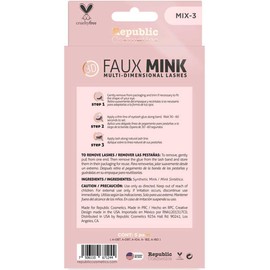 Republic Cosmetics 3D FAUX MINK - Un paquete con 5 pares mixtos de pestañas postizas (MIX-2)