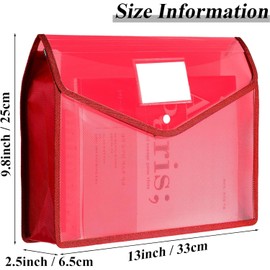 Pack of 8 A4 Document Wallets, Document Folder with Press Stud, Plastic Envelope, Folder, Waterproof, Transparent Document Bags for School, Office, Receipts, Storage, Homework Storage, Blue + Red