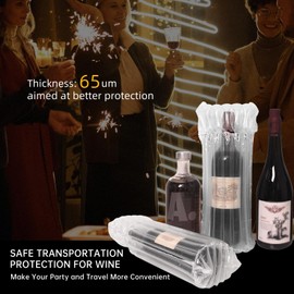 Hijelyn Wine Bottle Protector, Inflatable Wine Shipping Sleeves 36 Pack Bottle Packaging for Air Travel, 65um Thick Material Bottle Shipper Liquor Shipping Protector Bags for Safe Transportation