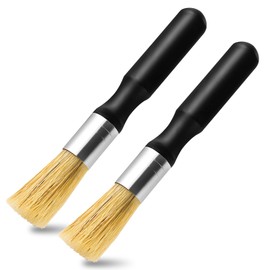 Barista Brush, Pack of 2 Coffee Brushes, Wooden Handle, Cleaning Brush, Coffee Brush, Barista Accessories, Portafilter Brush, Effective Cleaning of Portafilters for Coffee Grinders