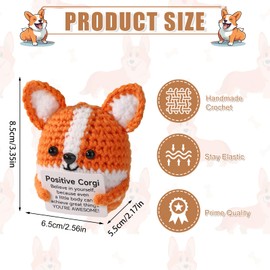 TOYMIS Positive Corgi Crochet, Emotional Doll Support Crochet Positive Dog for Inspirational Gift Home Office Decoration Mother Graduation Gift