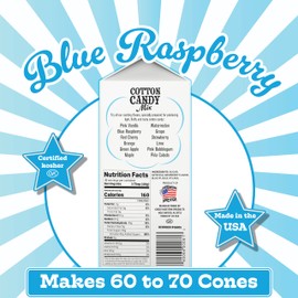 Premium America Blue Raspberry Cotton Candy Floss Sugar Carnival-Style Fluffy Fun, Pre-Mixed & Ready to Use for Parties, Events & Festivals 3.25 lb Cartons Case of 6