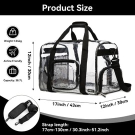 Large Heavy Duty Clear Gym Bag with Shoes Compartment, Stadium Approved Clear Sport Duffel Bag with Adjustable Strap, Durable Crossbody for Baseball Golf Football Basketball Events Black