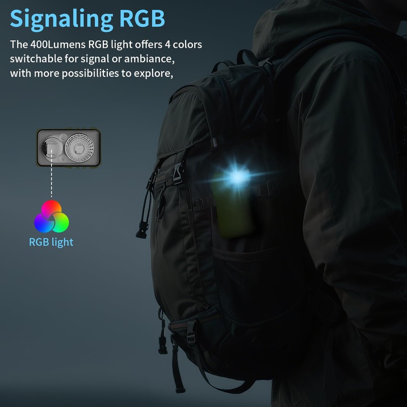 FLYSH G5 Rechargeable EDC Flashlight, Powerful RGB Flashights, 400 Lumens
