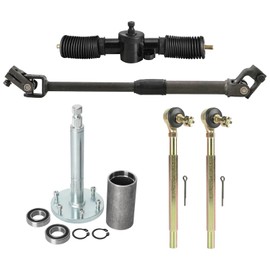 ICONSPORTSS Go Kart Steering Kit Metal 330mm 13" Rack and Pinion Steering Gear Steering Shaft Tie Rod with Steering Wheel Holder Hub Suitable for Buggy Quad Go Kart Golf UTV