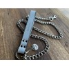 Bek&Co Chain Dog Leash Silver Metal With Gray Genuine Leather