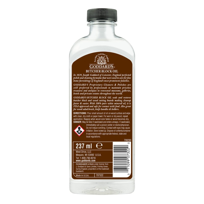 Goddard's Butcher Block Oil - Food Grade Mineral Oil for