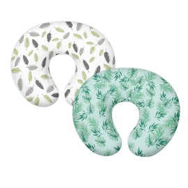 GOSTONG Palm Leaves Print Nursing Pillow Cover 2 Packs for U-Shaped Feeding Pillow Covers Breastfeeding Pillow Slipcover with Hidden Zipper Dsign Soft and Eco-Friendly