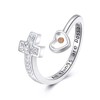 Mustard Seed Cross Ring 925 Sterling Silver Opal Mustard Seed
