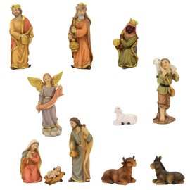 FADEDA 11 x Nativity Figures, Height: 6 cm, Hand-Painted, Detailed Nativity Scene Figures, Christmas Table Decoration, Nativity Accessories