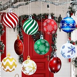 Outdoor Double Sided Lawn Decorations Christmas Decorations Outdoor Yard Hanging Ornaments (Not Ball) with 328 Feet Silver Cord for Christmas Porch Tree Decor (Classic Style)