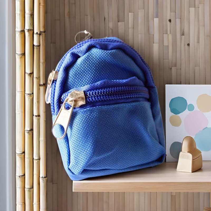 Labriciyon 1Pc Blue Mini Doll Backpack School Bag Model Dollhouse