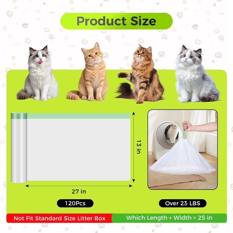 120 Count Cat Litter Box Liners Bags Compatible with Neakasa