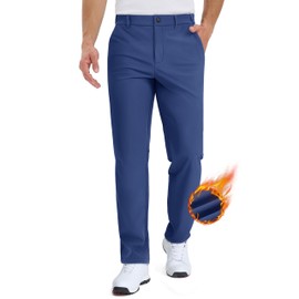 TACVASEN Cold Weather Golf Pants Blue Comfy Stretch Work Pants Fleece Lined Business Casual Slacks Winter Tapered Pants 4 Pockets