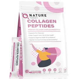 NATURE TARGET Multi Collagen Peptides Powder - Type I, II, III, V, X - Enhanced Absorption, Hydrolyzed Collagen Peptides with Prebiotics, Sugar-Free, 