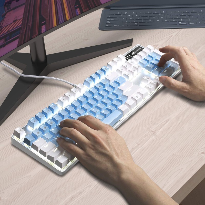MageGee Mechanical Gaming Keyboard, 104 Keys White Backlit Mechanical Keyboards