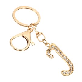 PATIKIL Initial Letter Keychain, Letter J Charm with Crystal Diamonds Cute and Creative Decorative Alphabet Pendants for Bag Backpack DIY Craft, Gold Tone