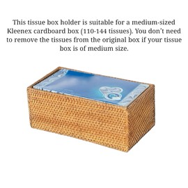Set 2 of pcs Rectangular Rattan Woven Tissue Box Cover Holder | Handmade Rustic Tissue Paper Box Napkin Dispenser Organizer for Kitchen, Bathroom and Office with a Free Tissue Box