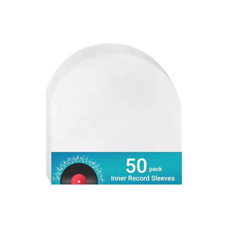 50-Pack Crystal Clear Archival-Grade Vinyl Record Inner Sleeves - 12"