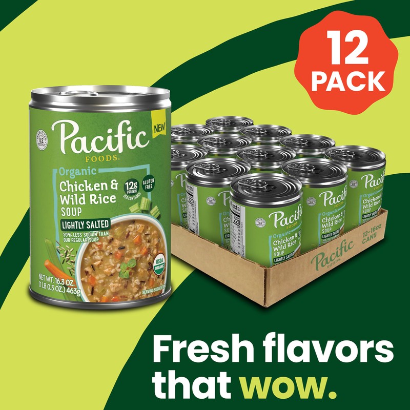 Pacific Foods Organic Lightly Salted Chicken and Wild Rice Soup,