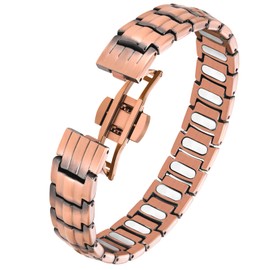 Jecanori 5X Strength Magnetic Copper Bracelet for Men —Updated 5,000 Gauss Ellipse Magnets — Premium Butterfly Clasp & Adjustable Length, Copper