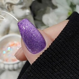 AHAMIOU Crystal Cat Eye Gel Polish Kits Magnetic Nail Polish Set Holographic Cats Eyes Gel Nail Polish Shiny Diamond Glitter Gel with Magnet Stick (Purple)