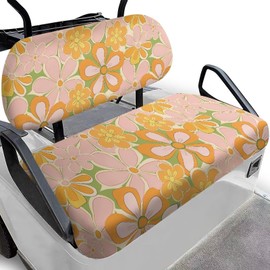 FUIALDOLG Yellow Flower Series Golf Cart Seat Cover + Backrest Cover Anti-Fading Golf Cart Seat Covers Golf Cart Seat Cushions Cool in Summer and Warm in Winter