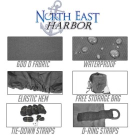 North East Harbor NEW GRAY HEAVY DUTY 16FT - 18.5FT TRAILERABLE BOAT STORAGE COVER W/ ELASTIC HEM