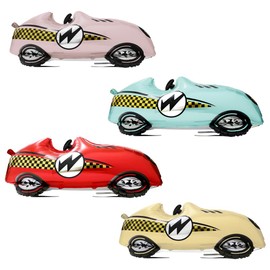 Deermon Roadster Vintage Racing Car Balloons Set of 4, Large, Fast and Fast Retro Racing Car Themed Balloons for 1st Baby Shower, Birthday, Christmas, Decorations
