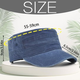 LUKIUP Cadet Army Military Flat Top Caps, Vintage Baseball Cap, Used Look Adjustable Tactical Beanie, Baseball Cap for Men and Women, Gifts for Men and Women, Outdoor Activities, navy, 55-59