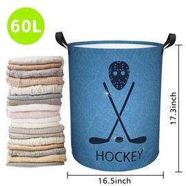 Naqiuli Laundry Basket Hockey Sticks Laundry Hamper Large Laundry Basket Storage Basket Tote Bag Collapsible Organizer Basket for Bathroom,Laundry,Bedroom 17.3 x16.5 Inch