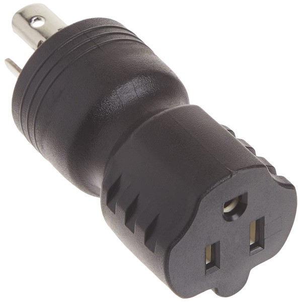 Conntek 30120 UNO Locking Plug NEMA L5-15P to NEMA 5-15R 125-Volt Adapter Black, 1PCS/PK