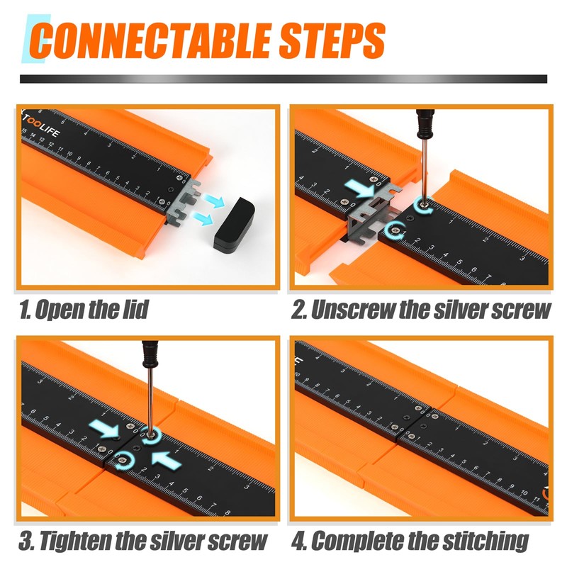 TOOLIFE Connectable Contour Gauge 10+10 Inch,Gifts for Men Husband Dad,
