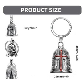 Pabbyeey Set of 4 Biker Guardian Angel Bell Motorcycle Bell, Protective Bell, Angel Riding Bell, Stainless Steel Biker Bell, Motorcycle Bell Lucky Charm, Motorcycle Bell Keyring for Good Luck and