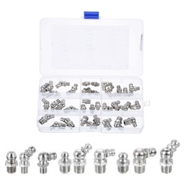 uxcell 36pcs Nickel-Plated Steel Straight and Angled Grease Fitting 1/4"-28 5/16"-24 3/8"-24 Thread Straight 90 Degree 45 Degree Hydraulic Grease Nipple Accessories