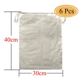 Lontenrea 6 Pcs 12x16 Inches Drawstring Cotton Muslin Bags Reusable Storage Bag (6 Pcs 12"x16")