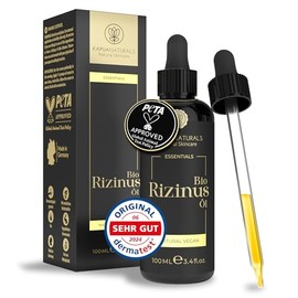 Castor Oil Cold Pressed Organic 100 ml - 100% Cold Pressed & Hexane Free, High Ricinoleic Acid Content, Hair Oil & Face Oil for Beard, Eyelashes, Brows, Nails & Skin - Castor Oil Organic Eyelash Care Kit