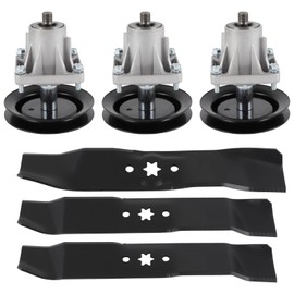 ACEBRI Deck Rebuild Kit 46" Mower Deck Spindle Blade Kit for Cub Cadet LT1045 LT1046 Spindle 618-0660 Blades 942-04125 Include 3 Mower Blades 3 Spindle Assembly