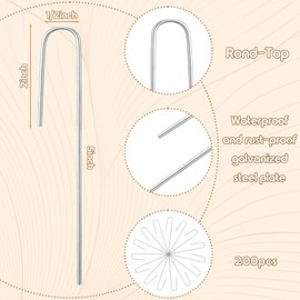 WGXX 110/200pcs Irrigation Drip Tubing Landscape Staples J Shape Lawn Stakes 5 inch Length Drip Anchors Landscape Pins for Drip Tubing (110)